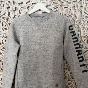 Carhartt Men’s Heather Gray Crewneck with Black Sleeve Logo